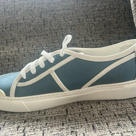 Bottega Veneta Light Blue and White Low-Top  Sneakers - Picture 5 of 9